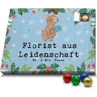 Mr. & Mrs. Panda Schoko Adventskalender Florist Leidenschaft - Blau Pastell - Geschenk, Blumenlanden, Dankeschön, Schokoladen Adventskalender, Kol... - Blau