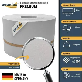 zaunzu® Zaunblende 50 m weiß