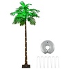 180cm Künstliche beleuchtete Palme mit 309 LED-Lichtern, 3 Kokosnüssen, Wasserbeutel und Sockel, LED Palme für Garten Weihnachtsdeko, Party, Zuhause