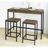 SoBuy 3-teilig Bartisch-Set Bistrotisch mit 2 Barhockern Küchentresen mit Barstühlen Essgruppe Küchentisch Bartheke Tresentisch im Industrie-design -