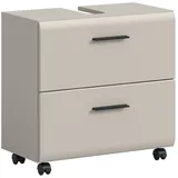 furnling Waschbeckenunterschrank auf Rollen - Ivy mit 2 Schubladen & Siphon-Ausschnitt, MDF Front, Breite 60 cm grau