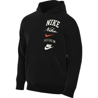 Nike Club Fleece Hoody Schwarz, Orange, L