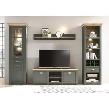 Home Affaire Wohnwand HOME AFFAIRE "Cambridge", grün (grün, grün, applikation wotan eiche dekor), B:308cm, Holzwerkstoff, Kastenmöbel-Sets, Wohnwand, ohne Beleuchtung