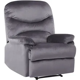 Beliani Fernsehsessel ESLOV Samtstoff 80 x 100 x 90 cm Grau mit Fußstütze und Kissen