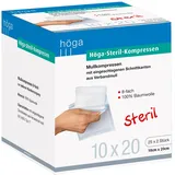 HÖGA Steril-Kompressen, sterile Mullkompressen - 10 x 20 cm - 25x2 Stück, steril, 8-fach, EN 14079-Typ 17