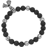 Giorgio Martello Milano Armband Lavastein-Kugeln und tibetische Glücks-Symbole, Silber 925 Armbänder & Armreife Schwarz Damen