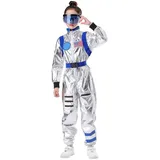 GYHCB Astronauten Kostüm Herren, Astronaut Kostüm Damen, Space Kostüm Herren Weltall Kostüm Jumpsuit für Cosplay Halloween Faschingskostüme