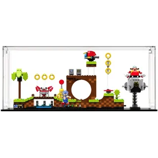 icuanuty Acryl Vitrine für Lego 21331 Ideas Sonic, für The Hedgehog – Green Hill Zone, Organisation Vitrine für Lego Modell 10220/10279/10321/21306/21328/42170,10295, Größe:38x20x20 cm (Nur Vitrine )