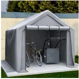 dowowdo Fahrradgarage 244x241x217 cm – Großes Garagenzelt mit Rolltor, wetterfest, grau/silber