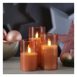 MARELIDA LED Kerze im Glas Windlicht H: 15 cm D: 7,5 cm rosa