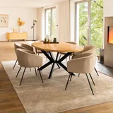 Home Deluxe Esstisch Rund Ausziehbar AVENTURA inkl. Sternfuß - 120 x 120 cm Light Oak |Küchentisch, Esszimmer, Esszimmertisch, Ausziehtisch - Weiß