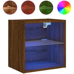vidaXL Wand-Nachttisch mit LED-Leuchten Braun Eichen-Optik