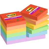 Post-it Super Sticky Playful Haftnotizen extrastark farbsortiert, 12 Blöcke