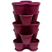 ENGELLAND® 5X Blumentopf, Säulentopf, Pflanzturm, Hochbeet, Pflanztopf-Kübel mit Untersetzer,