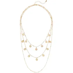 Kette mit Anhänger LASCANA, Damen, Gr. Metall, gold (goldfarben), glänzend, modisch, Halsketten, mehrreihiges Kettenset mit Anhänger, Halskette, Halsschmuck