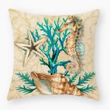 Kissenbezug 80x80 Seestern Conch Beige Kopfkissenbezug 80x80 Sanft Baumwolle Leinen sofakissen mit Reißverschluss Dauerhaft Kissenbezüge 80x80 Knitterfreie Starke Atmungsaktivität Couchkissen 1 Pcs