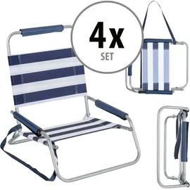 Stagecaptain Campingstuhl 4er Set Blau/Weiß