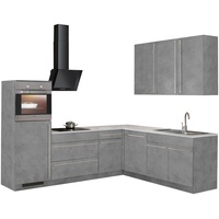 wiho Küchen Winkelküche »Chicago«, mit E-Geräten, 260 x 220 cm grau