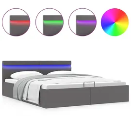 vidaXL Stauraumbett Hydraulisch Led Grau Kunstleder 160×200 cm