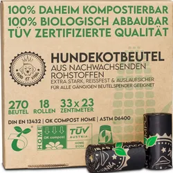 Hund IST König® Hundekotbeutel biologisch abbaubar 100% kompostierbare Kotbeutel für Hunde 270 St