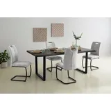 HELA Esstisch GISELLE Baumkantentisch, Küchentisch, Kufengestell Metall, Industrial Design, 140 - 200 cm Breite, 2 Farben grau 200 cm x 76 cm x 100 cm