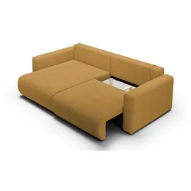 Fun Möbel Ecksofa Sofa mit Schlaffunktion CHAIRA Stoff Curio Senfgelb Ottomane Links - Gelb