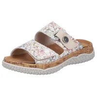 Rieker Pantolette Sommerschuh, Schlupfschuh, Hausschuh mit Klettriemchen weiß 39 EU