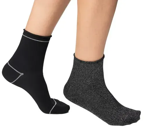 DIM Damen Sneaker Socken aus Baumwolle All Over Lurex 2er Pack - noir/lurex - 37-41