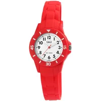 Q&Q V26A-00XVY Kinderuhr Lernuhr Silikon Dornschließe 10 bar, Rot, Armband