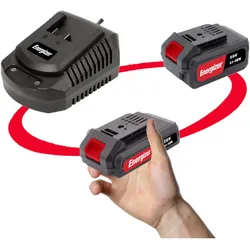 Energizer 20V Akku-Set mit Schnellladegerät – 2Ah & 4Ah Lithium-Ionen Akkus