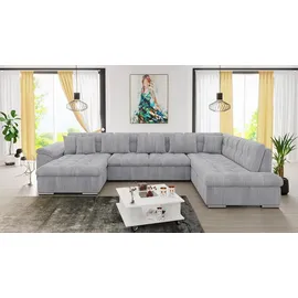 Mirjan24 Ecksofa Niko Bis Cord, Polsterecke mit Bettkasten und Schlaffunktion, Sofa, Polstergarnitur (Farbe: Poso 110, Seite: Links) - Grau