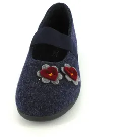ROHDE Damen Hausschuh Filz Ballerina Blütenapplikation Ballerup 2228, Größe:41 EU, Farbe:Blau
