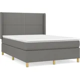 vidaXL Boxspringbett mit Matratze Dunkelgrau 140x200 cm Stoff