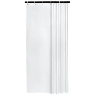 Woltu Duschvorhang 240x200cm Badvorhang Anti-Schimmel Antibakteriell Wasserdichter Polyester Stoff Waschbar Weiß mit Duschvorhängeringen für Badewanne und Dusche