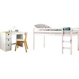 Lüttenhütt »Alpi«, (Spar-Set, 2 St.), Hochbett und Schreibtisch mit Stauraum, perfekt für kleine Räume