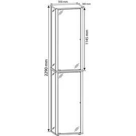 VCM Standvitrine Kavisa 50 x 38 x 227 cm Schwarz