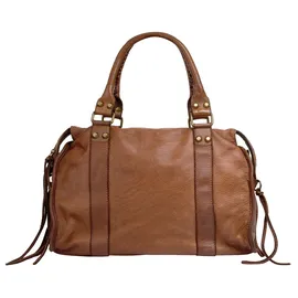 Samantha look Shopper echt Leder, Made in Italy, braun