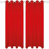 Bestgoodies Dekoschal Ellen Ösen Blickdicht 2er Pack - 140x245 cm Rot