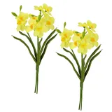 Flair Flower Künstliche Narzissen Frühlingsblumen Kunstblume Blumen Sträuße Blumenarrangements Deko Frühjahrsdekoration Narzisse Osterdeko Osterglocke Ostern Tischdeko Dekopflanze 2er Set, gelb