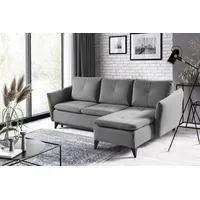 WERK2 Ecksofa »Vesuv L-Form«, Moderne Eckcouch mit losen Rückenkissen, Sofa mit Schlaffunktion grau