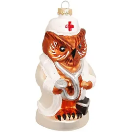 Krebs Glas Lauscha Weihnachtsornament Schwester-Eule 1-tlg. 11cm