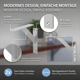 ML-Design 4 Stück Regalhalterung 180 x 180 mm Silber Aluminium Schwebende