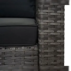 Mendler Poly-Rattan Garnitur HWC-F57, Balkon-/Garten-/Lounge-Set Sofa Sitzgruppe ~ grau, Kissen dunkelgrau ohne Deko-Kissen