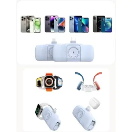 wozinsky Wf16-Yls 5000 mAh 15 W Lightning Mini-Powerbank integriertem USB-C-Kabel Apple Watch - Blau - Blau