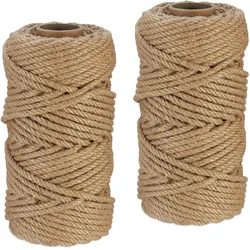 Relaxdays Juteschnur 6 mm, 2 Rollen Jutegarn je 50 m, biologisch abbaubar, Basteln, Garten, Verpackung, Kordel, natur