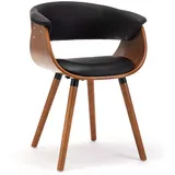 Mingone Esszimmerstühle Holz Küchenstühle mit Armlehnen Retro Design Massivholz Stuhl Kunstleder Sitze, Braun