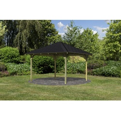 KARIBU Pavillon »Granada«, Walmdach, viereckig, BxHxT: 377 x 303 x 485 cm - braun