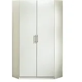 möbelando Eckschrank Runner aus Spanplatte in Weiß mit 2 Türen und 8 Einlegeböden. Abmessungen (B/H/T) 95x198x95 cm