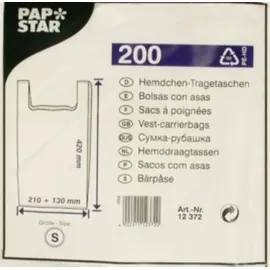 Papstar Starpak 200 Hemdchen-Tragetaschen, HDPE weiss