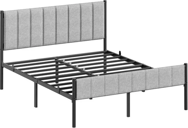 Ochama Doppelbettgestell, 207 x 161,5 x 104 cm Metallbett, schwerlastfähig bis 500 kg, Unterbett-Stauraum, einfache Montage für Hauptschlafzimmer, Gästezimmer, Wohnung, Schwarz